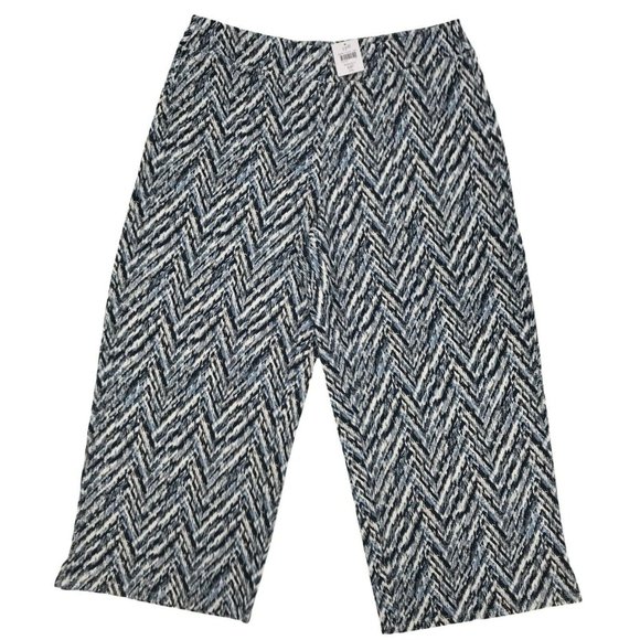 J. Jill Womens High Rise Flat Front Full Leg Blue Print Cropped Pant XS/MP - Picture 1 of 6
